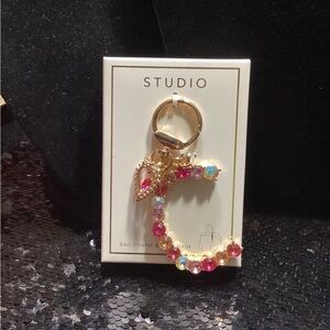 Chic Letter C Colorful Crystal Bag Charm Keychain